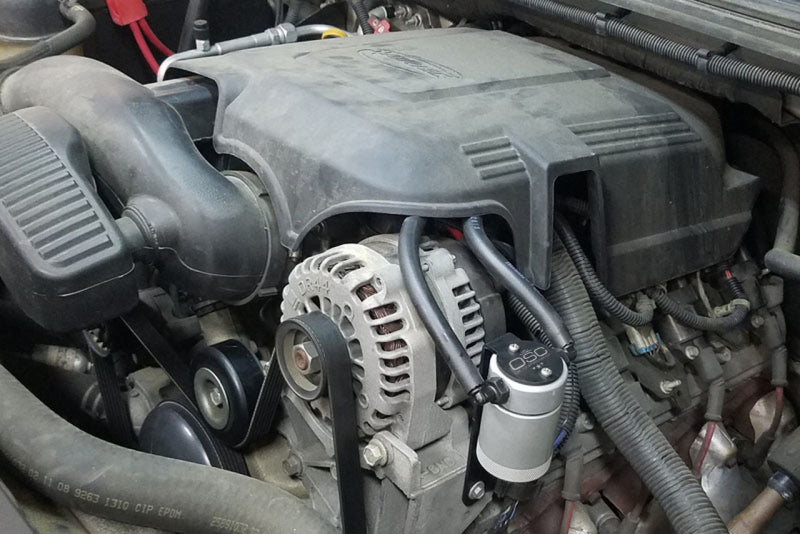 Load image into Gallery viewer, J&amp;L 97-13 Chevy/GM Truck/SUV 4.8L/5.3L/6.0L/6.2L Driver Side Oil Separator 3.0 - Clear Anodized
