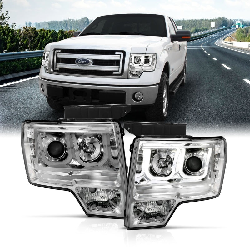 Load image into Gallery viewer, ANZO 2009-2014 Ford F-150 Projector Headlights w/ U-Bar Chrome
