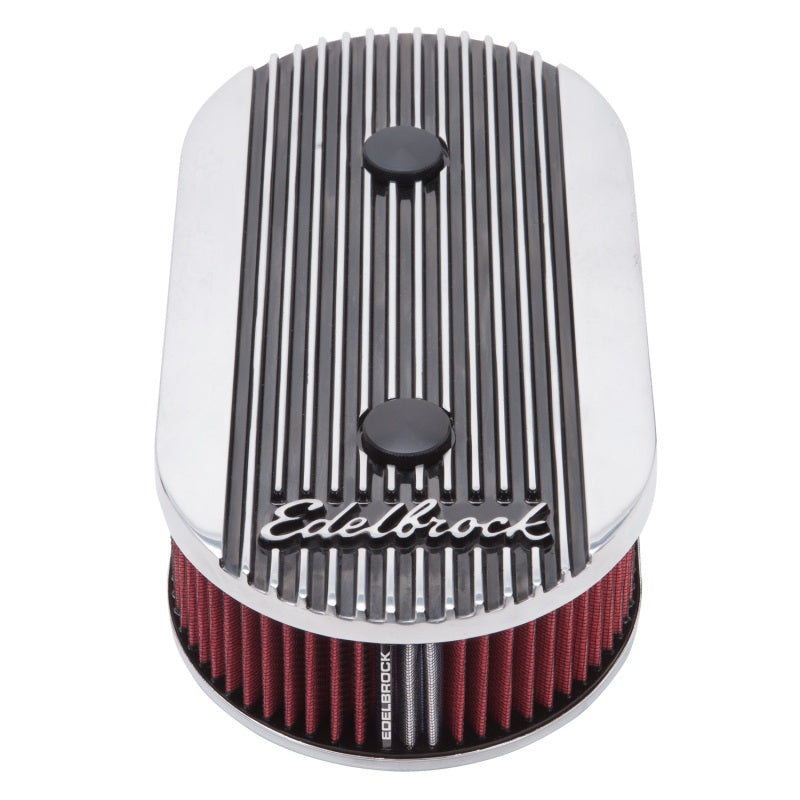 Load image into Gallery viewer, Edelbrock Air Cleaner Elite II Oval Dual-Quad Carbs 2 5In Red Element Polished
