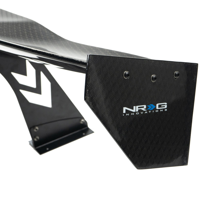 Load image into Gallery viewer, NRG Carbon Fiber Spoiler - Universal (69in.) w/ Diamond Weave/NRG Logo Stand Cut Out/Lrg Side Plate
