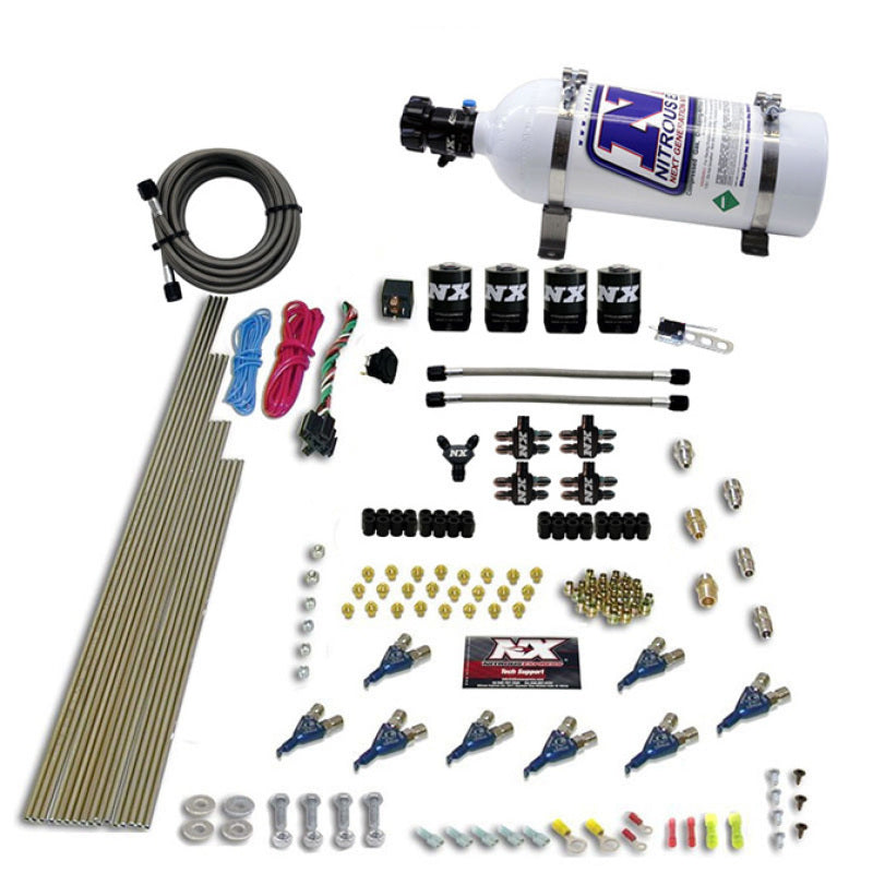 Load image into Gallery viewer, Nitrous Express 8 Cyl Piranha Direct Port 4 Solenoids Nitrous Kit (200-500HP EFI Jets) w/5lb Bottle
