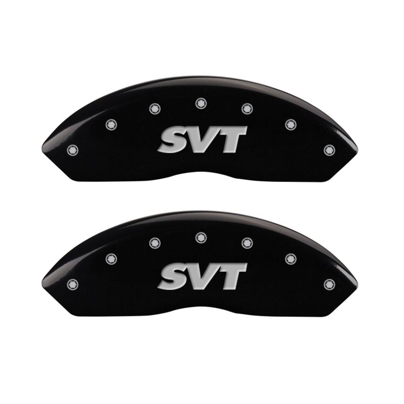 Load image into Gallery viewer, MGP 4 Caliper Covers Engraved Front &amp; Rear SVT Black finish silver ch
