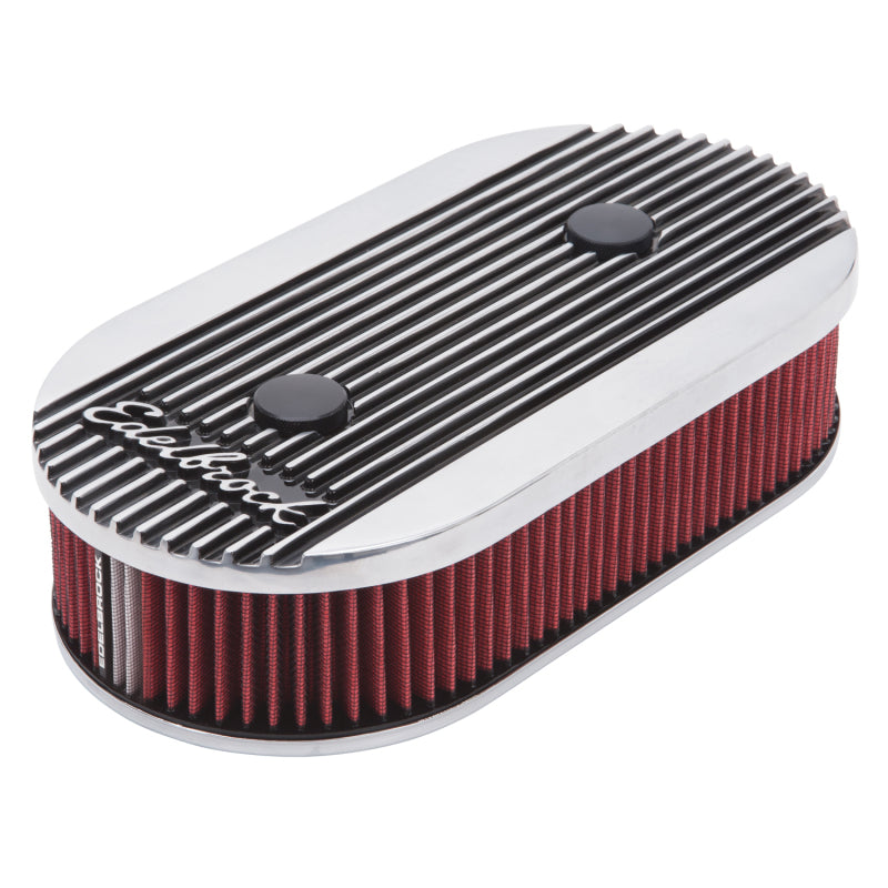 Load image into Gallery viewer, Edelbrock Air Cleaner Elite II Oval Dual-Quad Carbs 2 5In Red Element Polished

