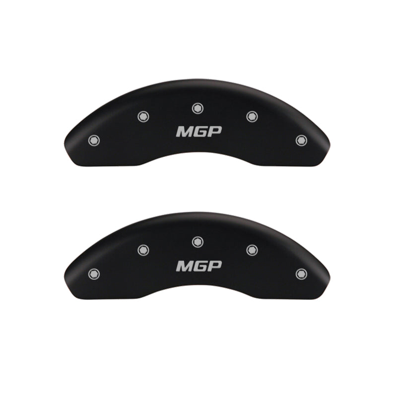 Load image into Gallery viewer, MGP 4 Caliper Covers Engraved Front Charger Engraved Rear RT Black finish silver ch
