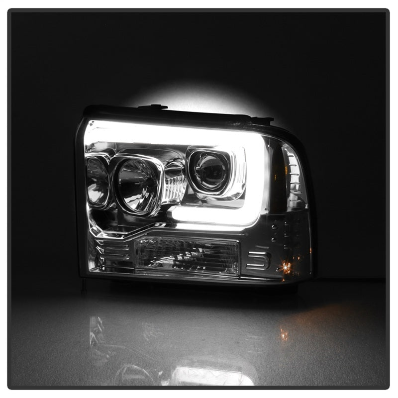 Load image into Gallery viewer, Spyder 05-07 Ford F250/350/450 SD Ver 2 Proj Headlights - Light Bar DRL - Black PRO-YD-FS05V2-LB-C
