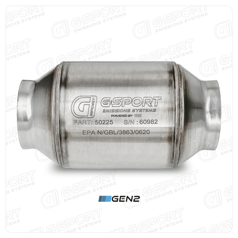 Load image into Gallery viewer, GESI G-Sport 400 CPSI GEN 2 EPA Compliant 2.5in Inlet/Outlet Catalytic Converter-4in x 4in-350-500HP
