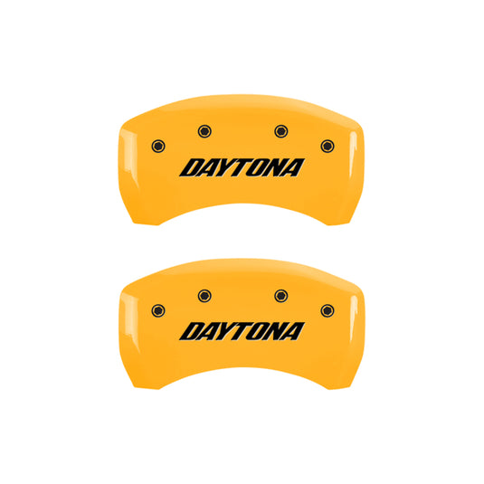 MGP 4 Caliper Covers Engraved Front & Rear Daytona Yellow Finish Black Char 2006 Dodge Charger