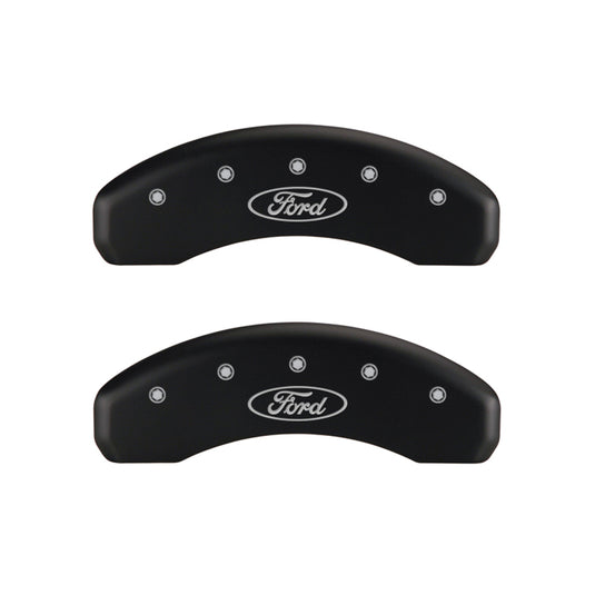 MGP 4 Caliper Covers Engraved Front & Rear Oval logo/Ford Red finish silver ch