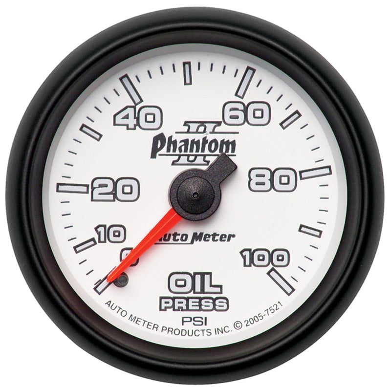 Load image into Gallery viewer, Autometer Phantom II 52.4mm Mechanical 0-100psi Oil Pressure Gauge
