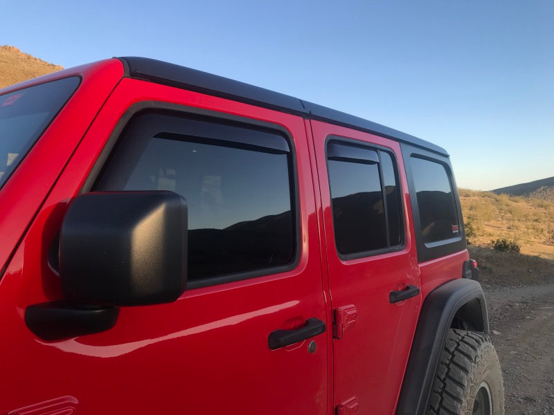 Load image into Gallery viewer, EGR 2018 jeep Wrangler JL SlimLine In-Channel WindowVisors Set of 4 - Dark Smoke
