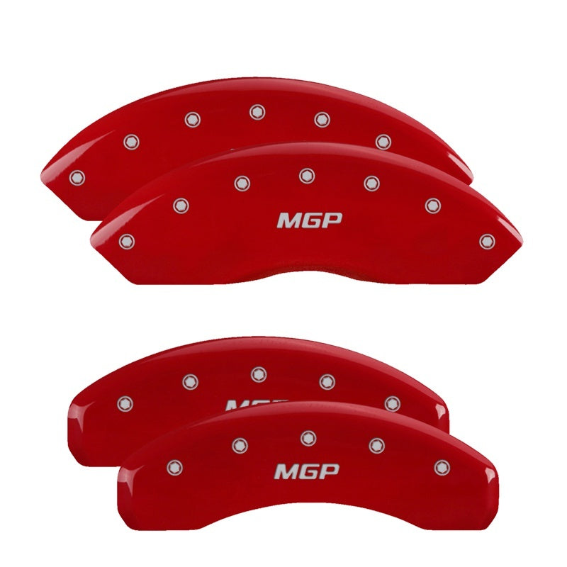 Load image into Gallery viewer, MGP 4 Caliper Covers Engraved Front &amp; Rear MGP Red finish silver ch
