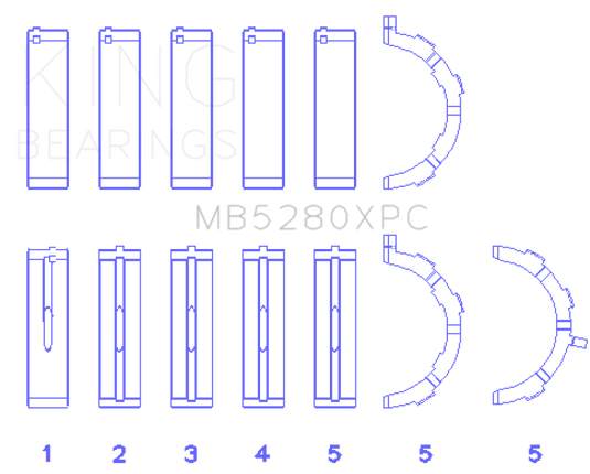 King Engine Bearings Ford V8 4.6L/5.4L SOHC Coated (Size .026) Crankshaft Main Bearings (Set of 5)