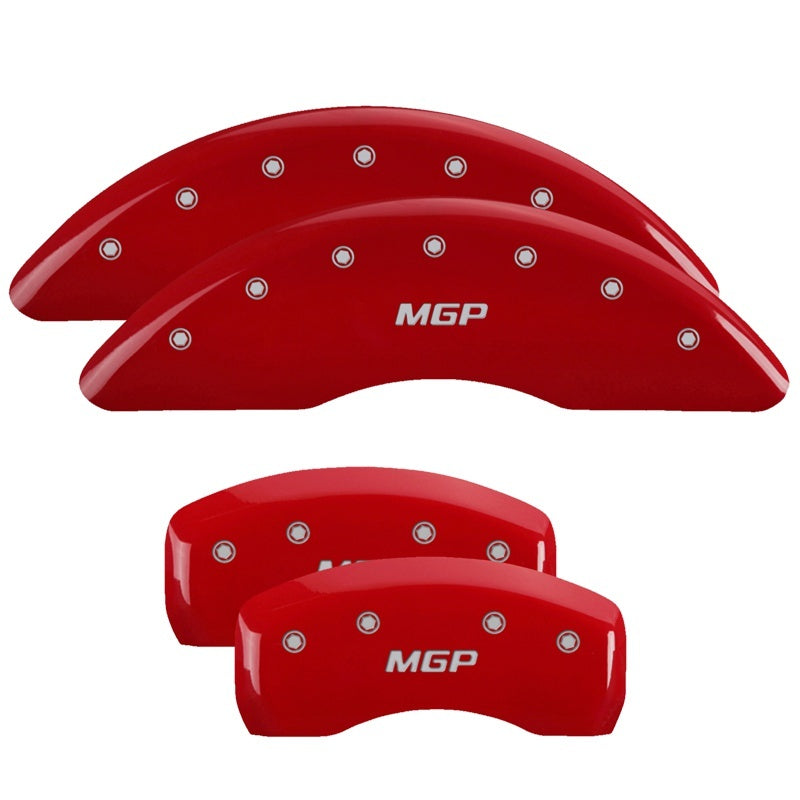 Load image into Gallery viewer, MGP 4 Caliper Covers Engraved Front &amp; Rear JEEP Red finish silver ch
