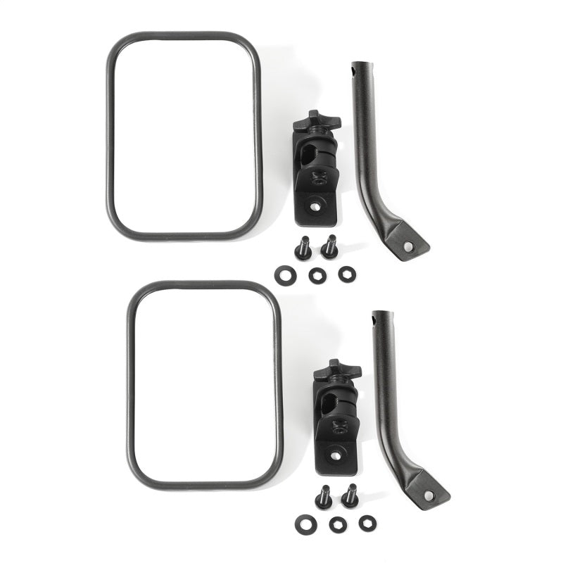 Load image into Gallery viewer, Rugged Ridge 97-18 Jeep Wrangler Textured Black Rectangular Stubby Trail Mirror Kit
