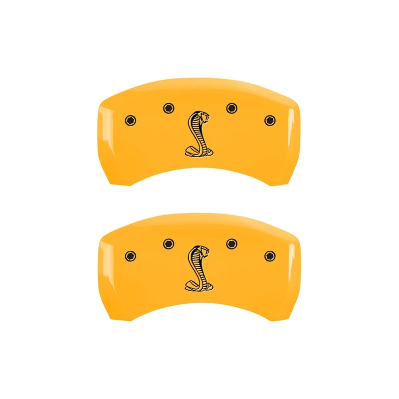 Load image into Gallery viewer, MGP Rear set 2 Caliper Covers Engraved Rear Snake Yellow finish black ch

