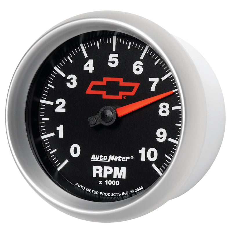 Load image into Gallery viewer, AutoMeter Gauge Tachometer 3-3/8in. 10K RPM In-Dash Chevy Red Bowtie Black
