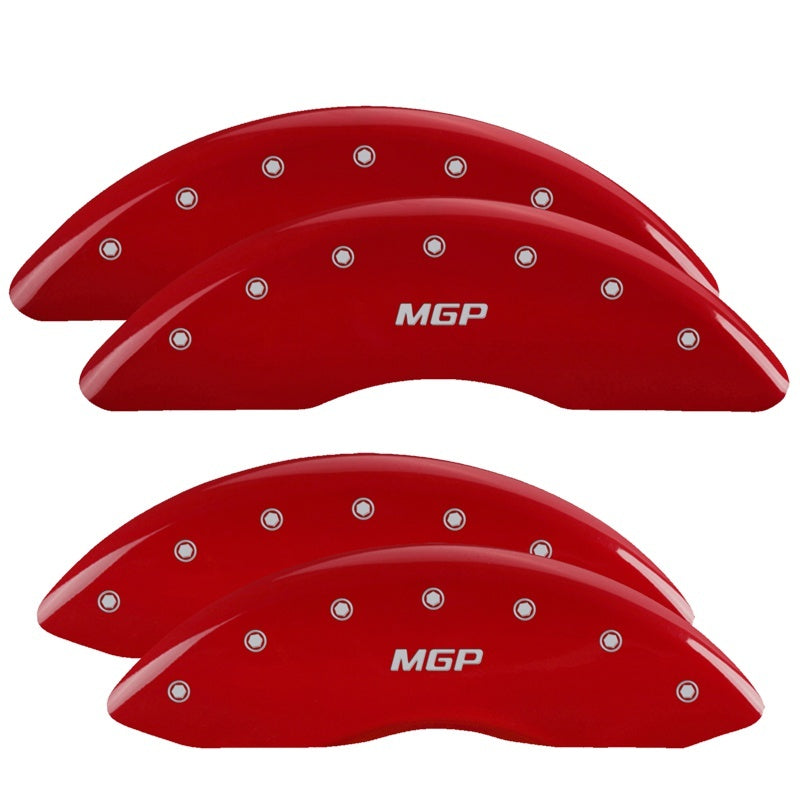 Load image into Gallery viewer, MGP 4 Caliper Covers Engraved Front &amp; Rear MGP Red finish silver ch
