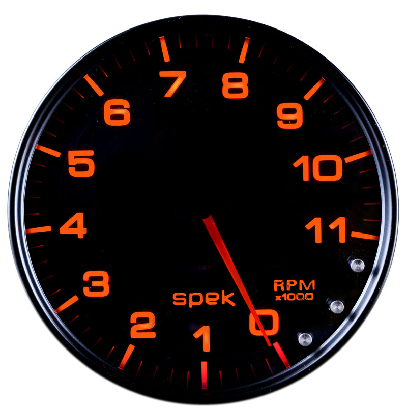 Load image into Gallery viewer, Autometer Spek-Pro Gauge Tachometer 5in 11K Rpm W/Shift Light &amp; Peak Mem Black/Smoke/Black
