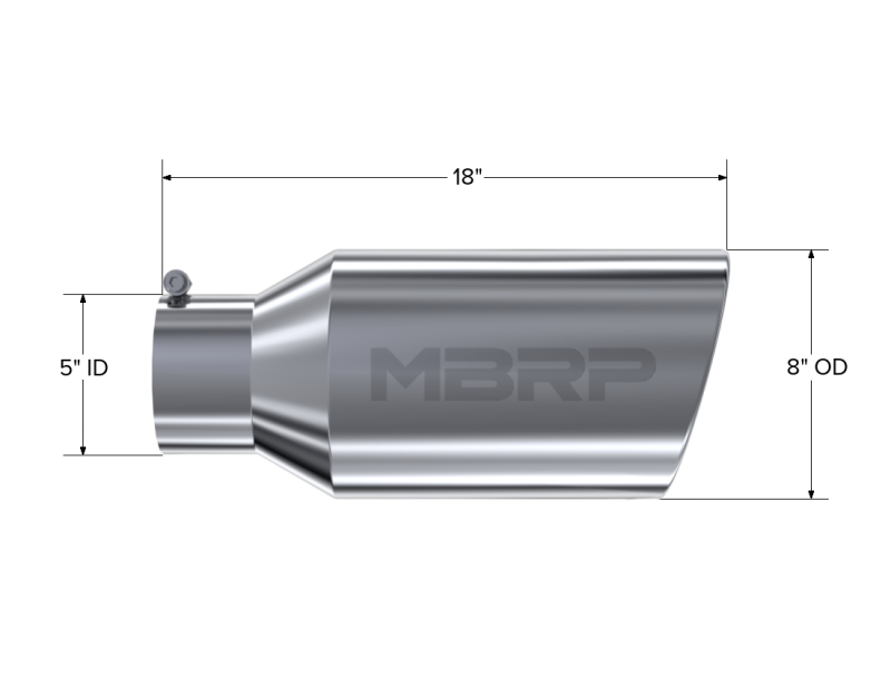 Load image into Gallery viewer, MBRP Universal Tip 8in OD Rolled End 5in Inlet 18in Length T304
