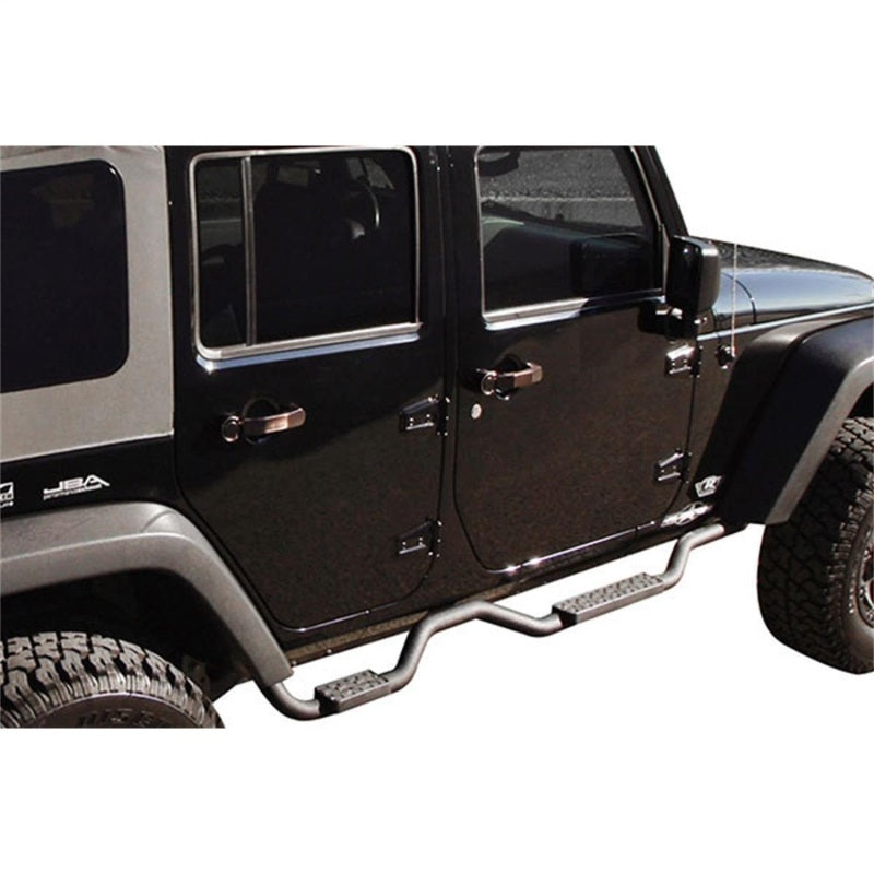 Load image into Gallery viewer, Rampage 2007-2018 Jeep Wrangler(JK) Unlimited Side Bar Drop Step Slimline - Black
