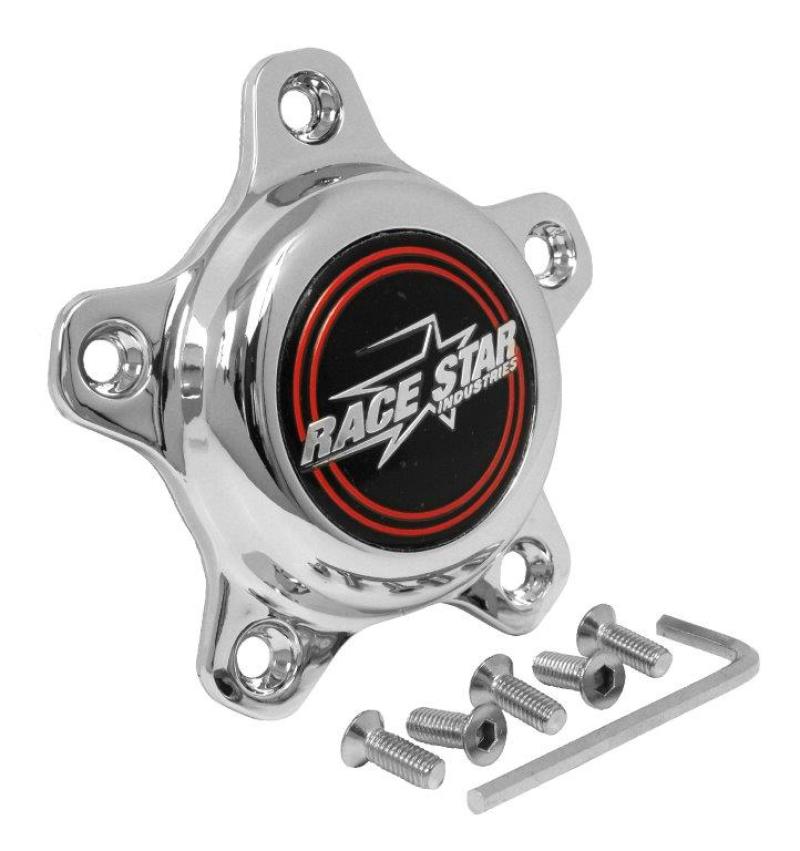 Load image into Gallery viewer, Race Star 5 Lug Cap Tall Plastic Chrome (incl. Medallion &amp; Screws)
