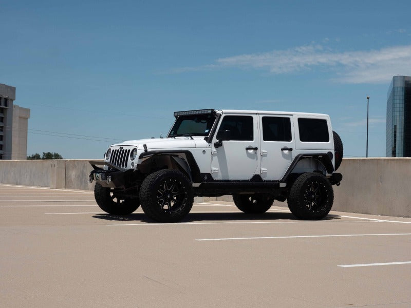 Load image into Gallery viewer, Road Armor 07-18 Jeep Wrangler JK Stealth Front Fender Flare Body Armor w/LED DRL - Tex Blk
