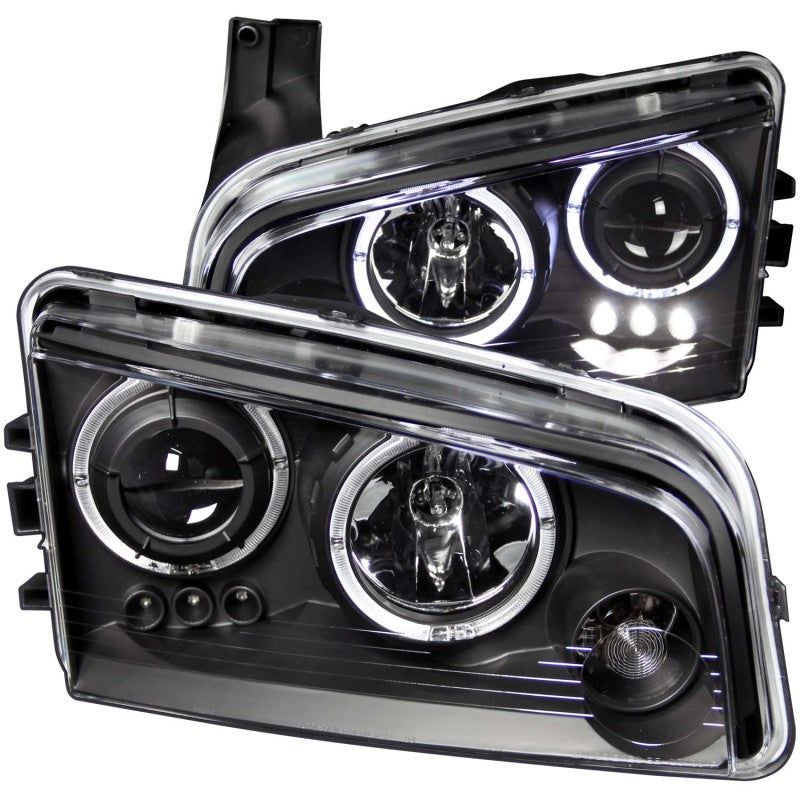 Load image into Gallery viewer, ANZO 2006-2010 Dodge Charger Projector Headlights w/ Halo Black
