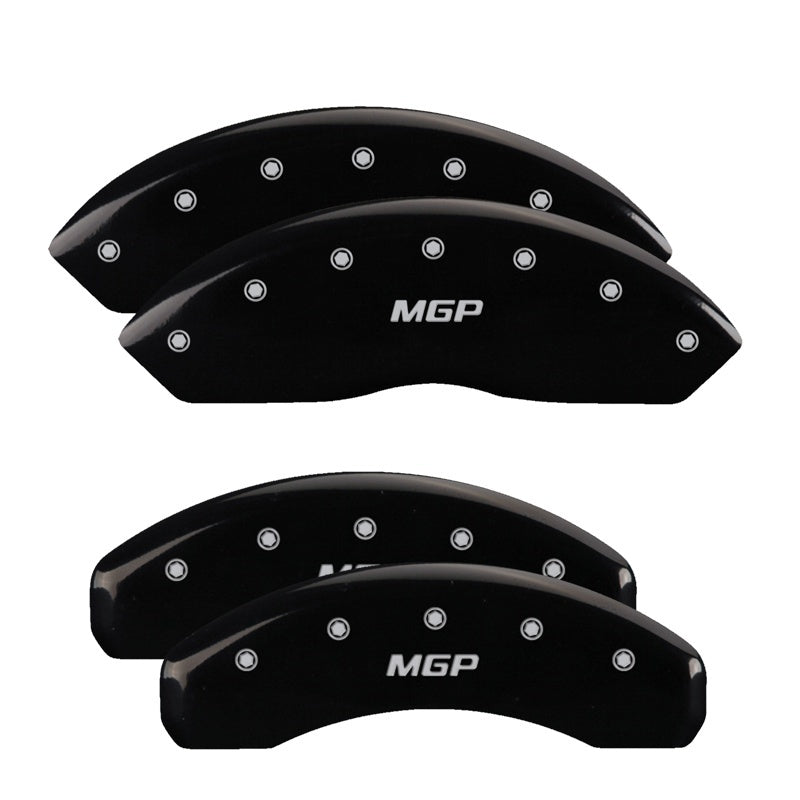 Load image into Gallery viewer, MGP 4 Caliper Covers Engraved Front &amp; Rear Lightning Black finish silver ch
