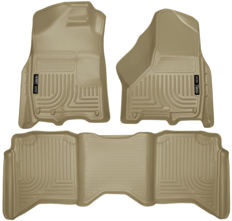 Load image into Gallery viewer, Husky Liners 2012 Dodge Ram 1500/2500/3500 Crew Cab WeatherBeater Combo Tan Floor Liners
