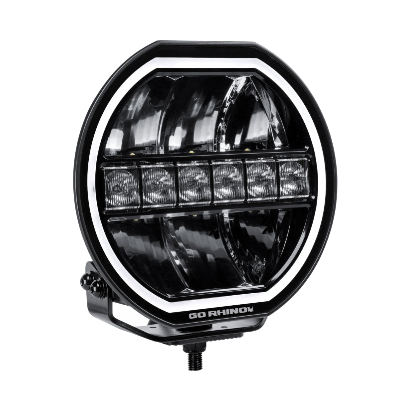 Load image into Gallery viewer, Go Rhino Xplor Blackout Series Maxline LED Hi/Low Beam w/Multi DRL (Surface Mount) 9in. - Blk
