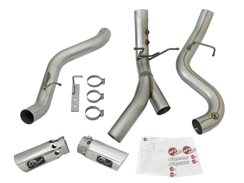 Load image into Gallery viewer, aFe ATLAS 4in DPF-Back Alum Steel Exhaust System w/Dual Exit Polished Tip 2017 GM Duramax 6.6L (td)
