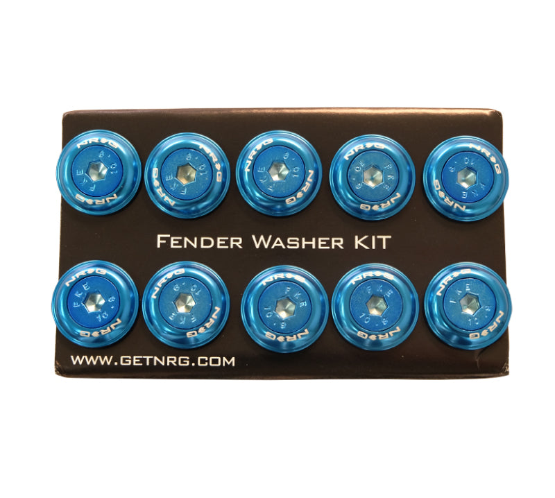 Load image into Gallery viewer, NRG Fender Washer Kit w/Color Matched M6 Bolt Rivets For Plastic (Blue) - Set of 10
