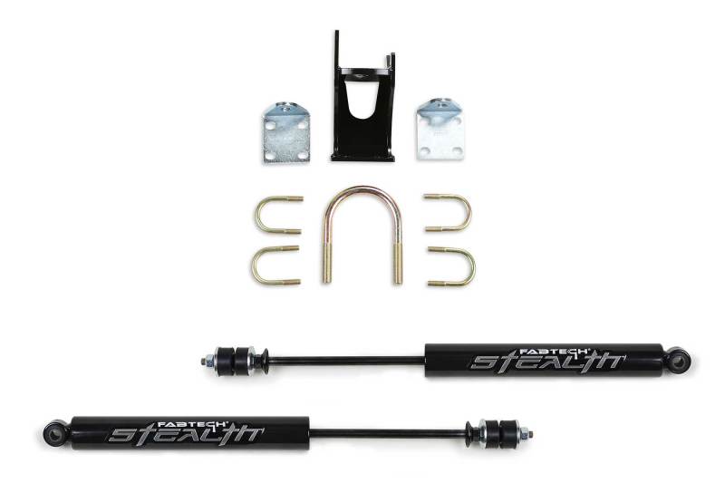 Load image into Gallery viewer, Fabtech 05-21 Ford F250/350 4WD Dual Stealth Steering Stabilizer Kit - Opposing Style
