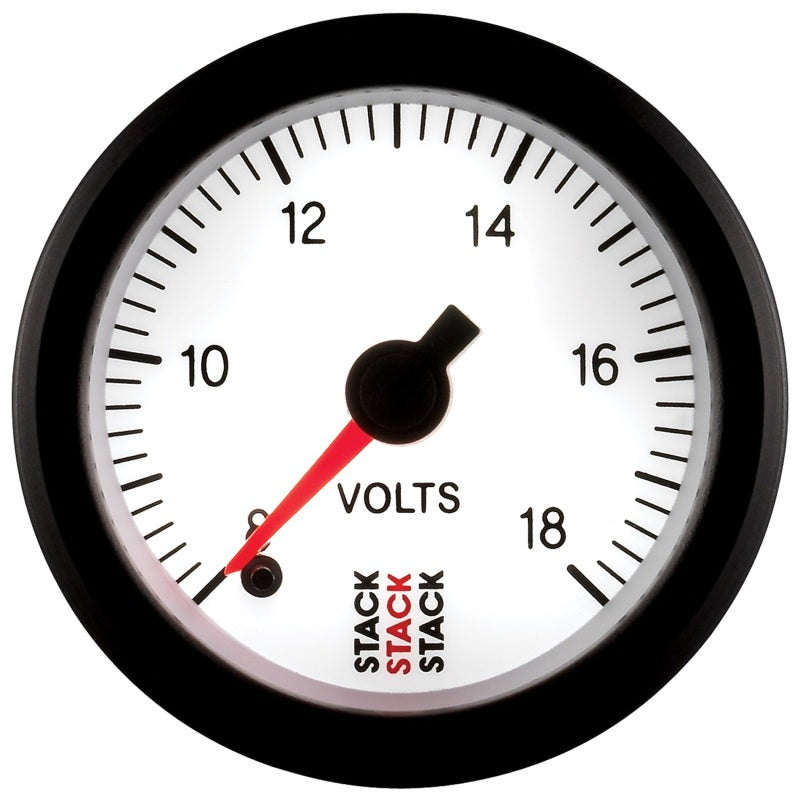 Load image into Gallery viewer, Autometer Stack 52mm 8-18V Pro Stepper Motor Battery Voltage Gauge - White
