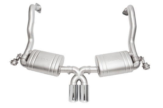 SOUL 15-16 Porsche 981 GT4 / Spyder Valved Exhaust - Polished Chrome Double Wall Tips
