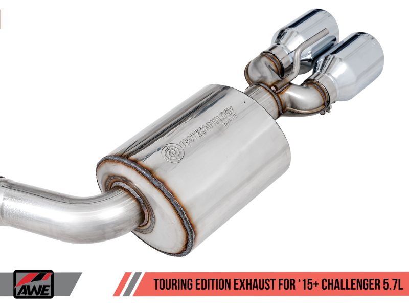 Load image into Gallery viewer, AWE Tuning 2017+ Challenger 5.7L Touring Edition Exhaust - Non-Resonated - Chrome Silver Quad Tips
