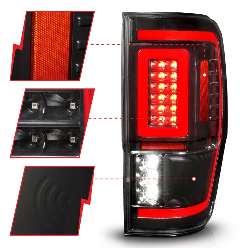 Load image into Gallery viewer, ANZO 19-22 Ford Ranger Full LED Taillights w/ Lightbar Sequential Signal Black Housing/Clear Lens
