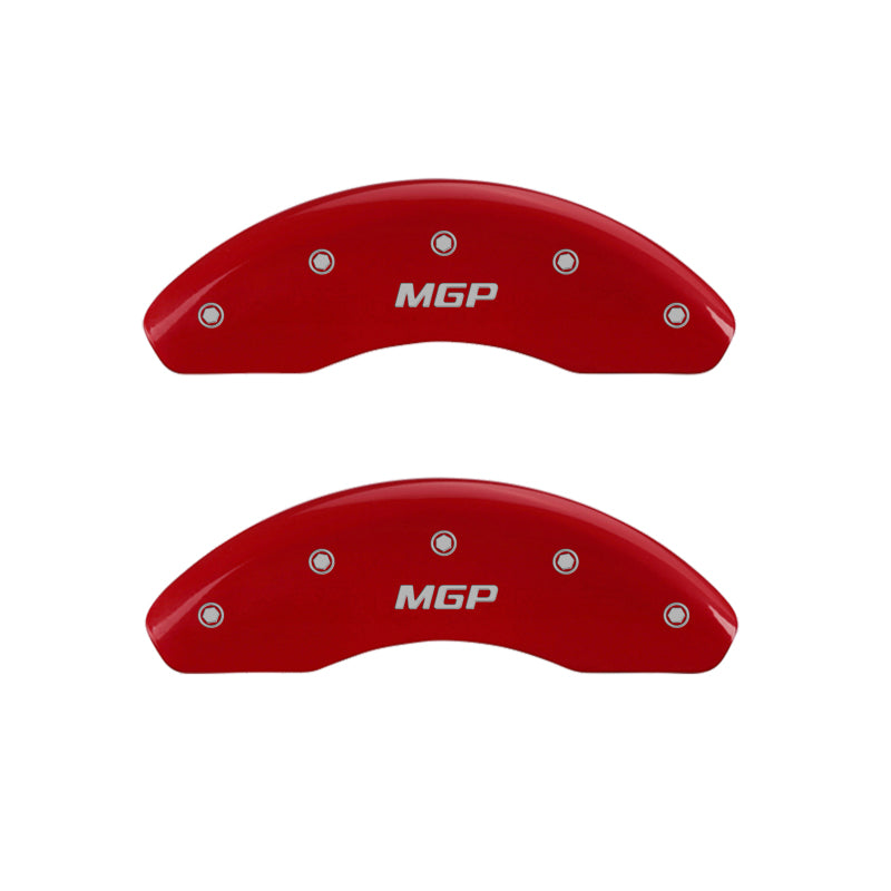 Load image into Gallery viewer, MGP Front set 2 Caliper Covers Engraved Front MGP Red finish silver ch
