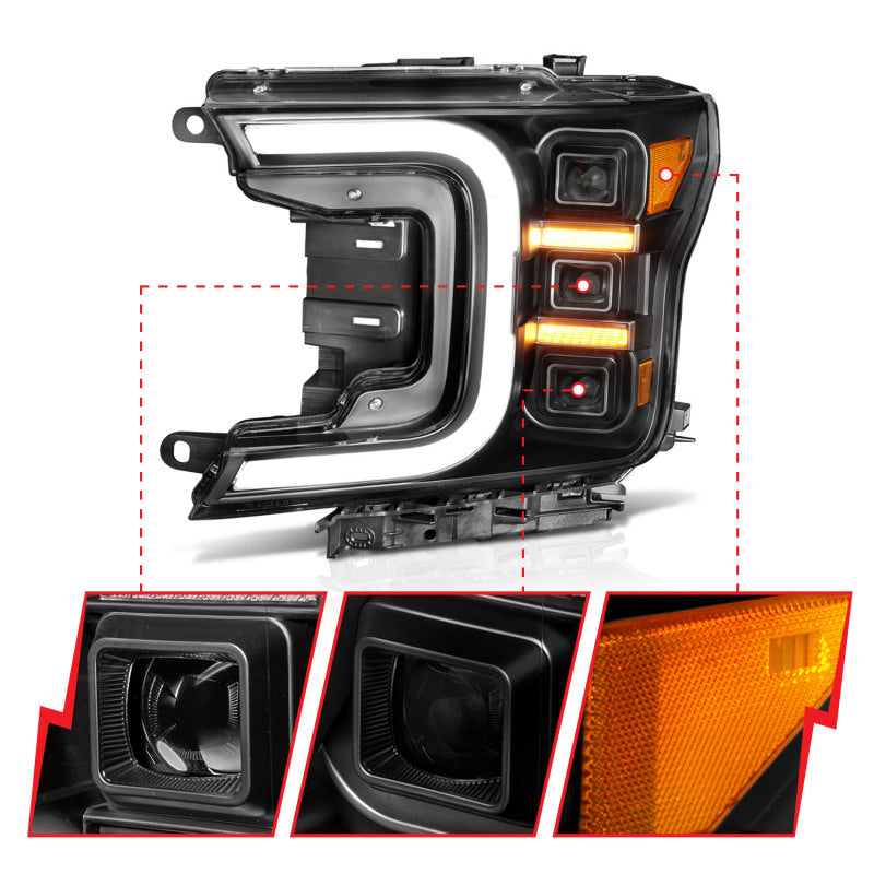 Load image into Gallery viewer, Anzo 18-20 Ford F-150 Full Led Projector Smoke Bar Style Headlights Black Amber
