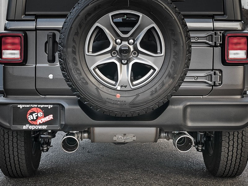Load image into Gallery viewer, aFe Rebel Series 409 Stainless Steel Cat-Back Exhaust 18-21 Jeep Wrangler JL 2.0L (t) - Polished Tip
