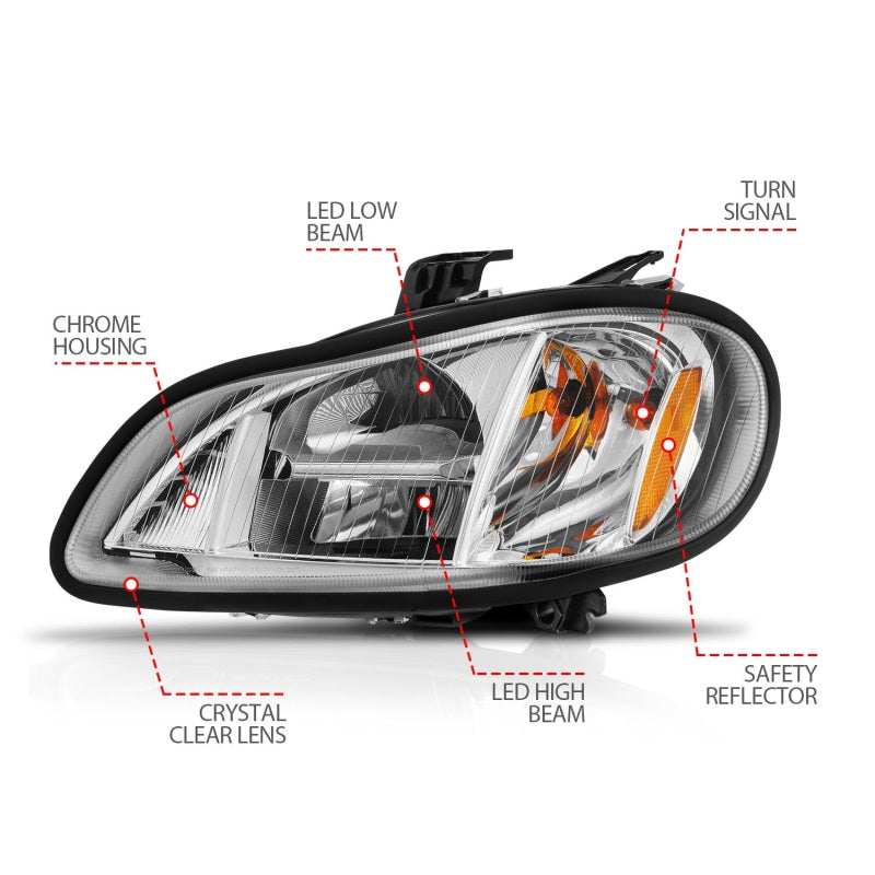 Load image into Gallery viewer, ANZO 2002-2014 Freightliner M2 LED Crystal Headlights Chrome Housing w/ Clear Lens (Pair)
