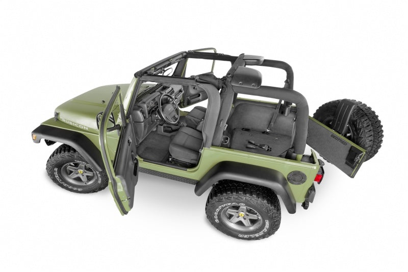 Load image into Gallery viewer, BedRug 97-06 Jeep TJ Front 3pc BedTred Floor Kit w/Center Console - Incl Heat Shields
