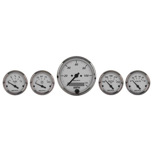 Autometer American Platinum 5 Piece Kit (Elec Speed/Oil Press/Water Temp/Volt/Fuel Level)