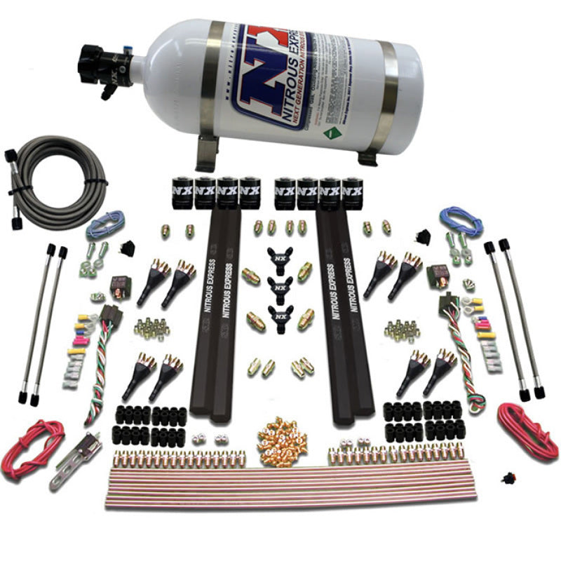 Load image into Gallery viewer, Nitrous Express SX2 Dual Stage 8 Solenoid /Gasoline Nitrous Kit (200-1200HP) w/10lb Bottle
