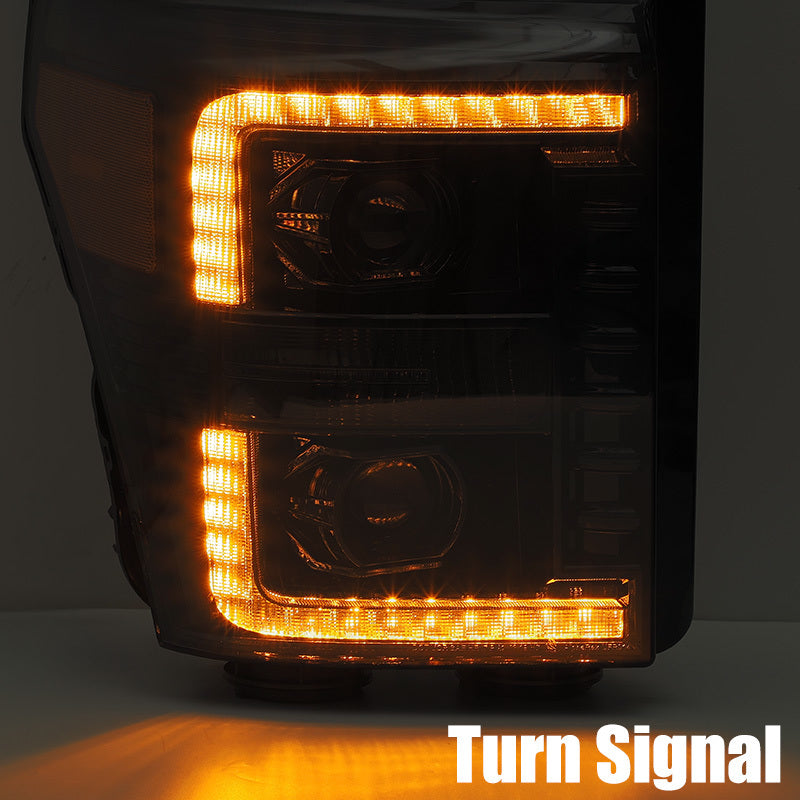 Load image into Gallery viewer, AlphaRex 11-16 Ford F-350 SD LUXX LED Proj Headlights Plank Style Alpha Blk w/Activ Light/Seq Signal
