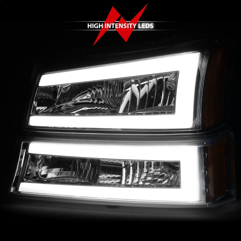 Load image into Gallery viewer, ANZO 2003-2006 Chevrolet Silverado 1500 Crystal Headlights w/ Light Bar Chrome Housing
