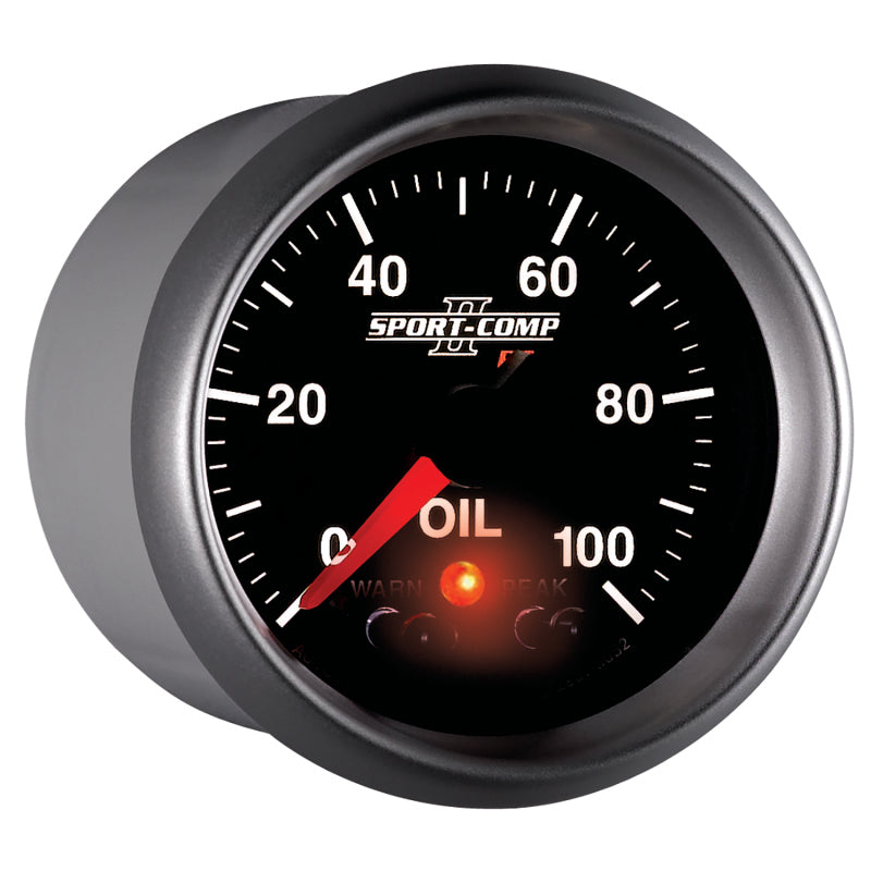 Load image into Gallery viewer, Autometer Sport-Comp II 52.4mm 0-100 PSI Oil Pressure Peak &amp; Warn w/ Electronic Control Gauge
