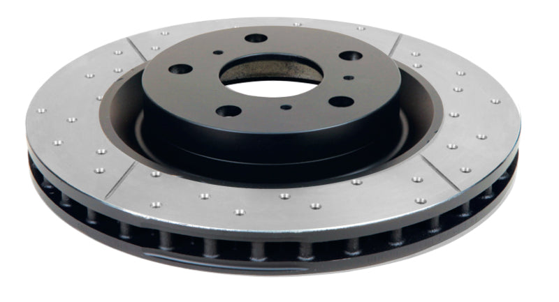 Load image into Gallery viewer, DBA 05-10 Mustang GT / 11-13 V6 Front Drilled &amp; Slotted Street Series Rotor, Black Hub
