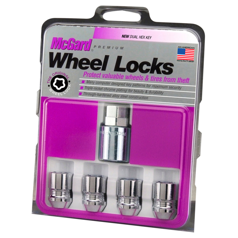 Load image into Gallery viewer, McGard Wheel Lock Nut Set - 4pk. (Cone Seat) M12X1.25 / 19mm &amp; 21mm Dual Hex / 1.28in. L - Chrome
