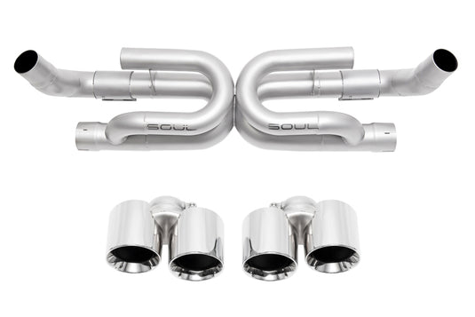 SOUL 17-19 Porsche 991.2 Carrera (non-PSE) Perf. Exhaust w/ Drone Tubes - Base - Pol. Chrome Tips